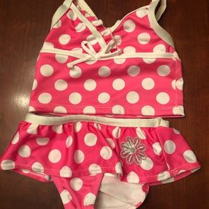2T pink polka dots swim suit